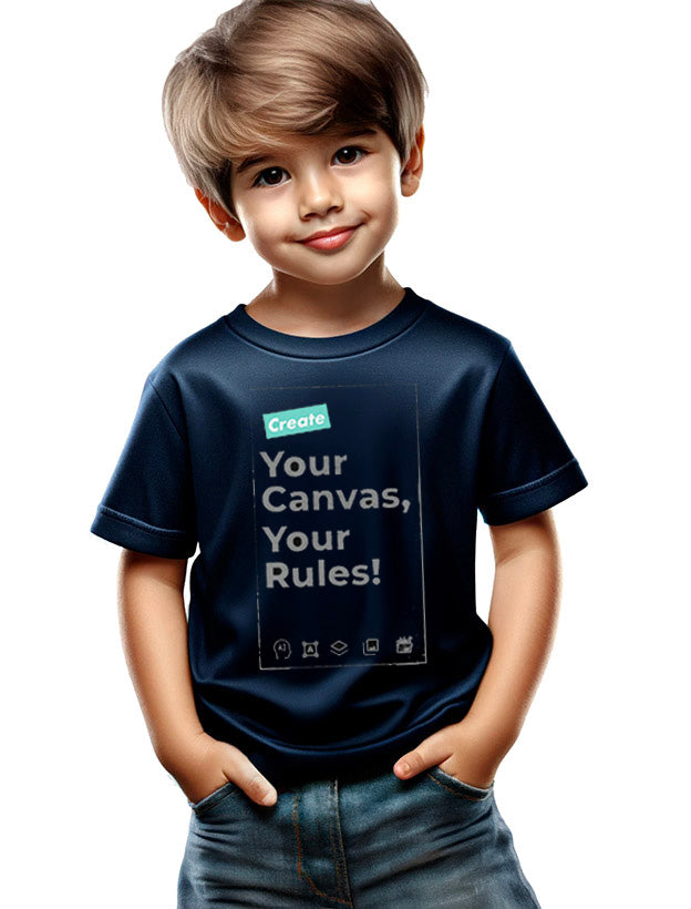 Smiling child in a personalized kids' t-shirt, perfect for any season