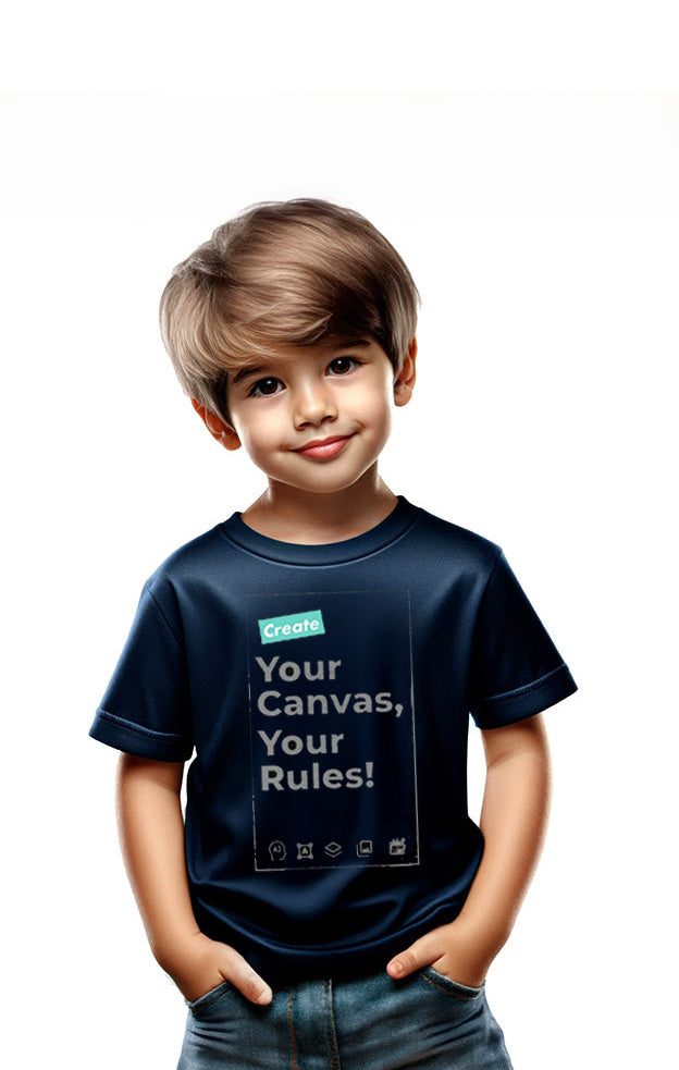 Boy in a customizable heavy cotton kids' t-shirt with unique design